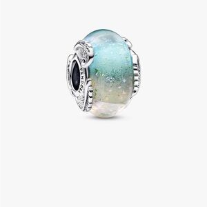 Authentic Pandora Multicolor Murano Glass and Curved Feather Charm S925